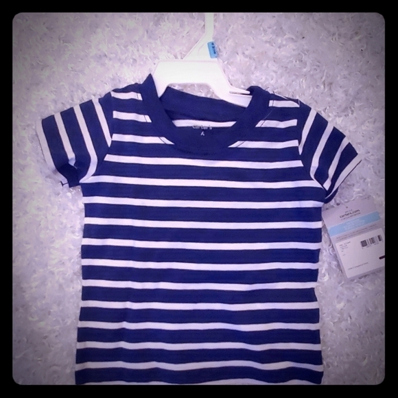 NWT Carter's Navy & White Striped T-Shirt - Picture 1 of 2